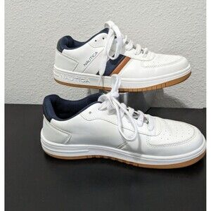 Nautica Boys White Sneakers Size 4 Youth | Low-Top‎ Casual Athletic Shoes